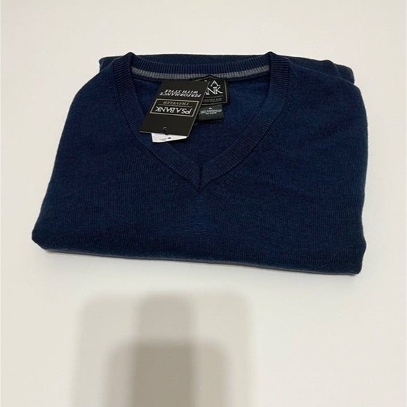 Jos A Bank NWT Sz XL Dark Wash Traveler 100% Merino Wool Sweater - Picture 6 of 7